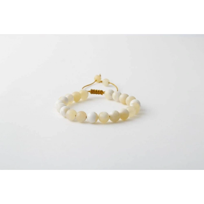 Aragonit 8mm Merdiven Kapama Doğal Taş Bileklik