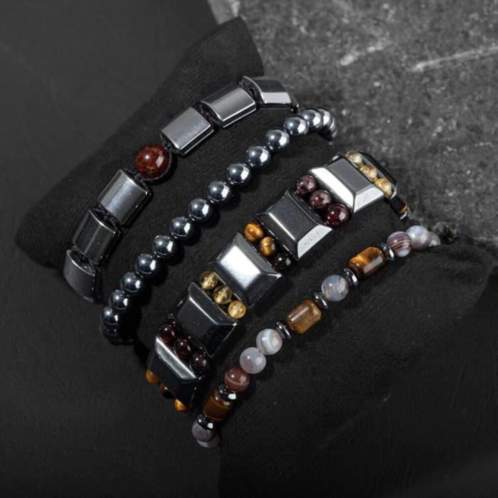 Arınma Yenilenme Doğal Taş Erkek Bileklik Seti