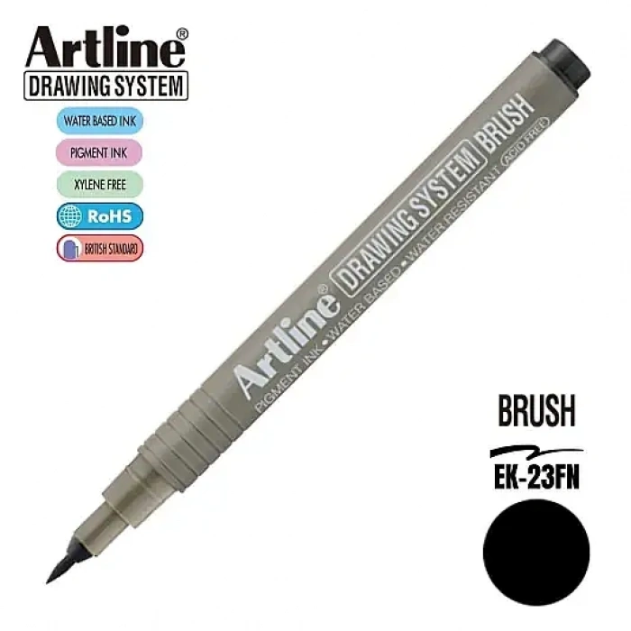 Artline Drawing System Brush Teknik Çizim Kalemi Siyah Fırça Uçlu