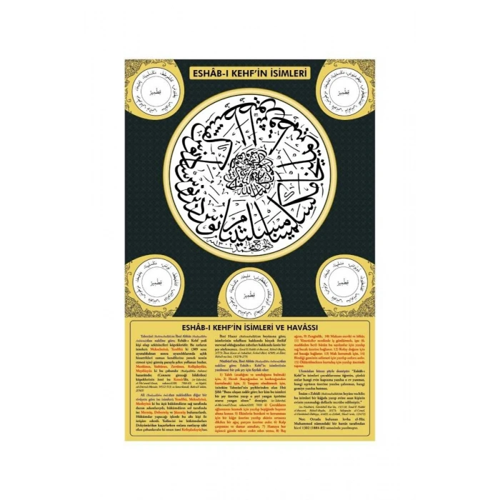 Ashabı Kehf İsimleri ve Havassı Mdf Tablo