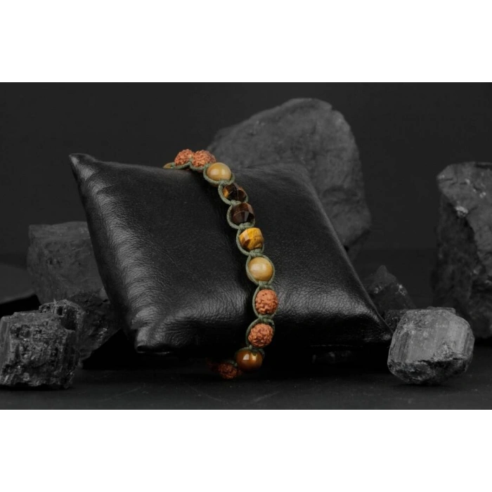 Asker Kaplan Gözü-Rudrashka Doğal Taş Bileklik