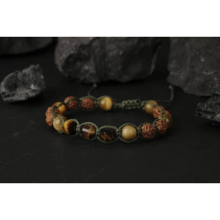 Asker Kaplan Gözü-Rudrashka Doğal Taş Bileklik