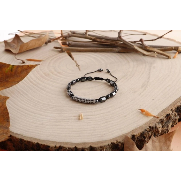 Avalon Hematit Zirkon Doğal Taş Bileklik