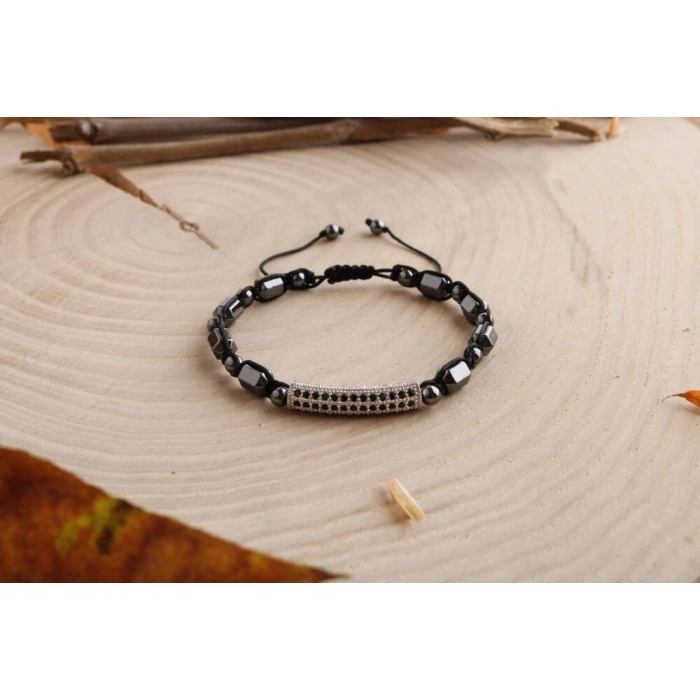 Avalon Hematit Zirkon Doğal Taş Bileklik