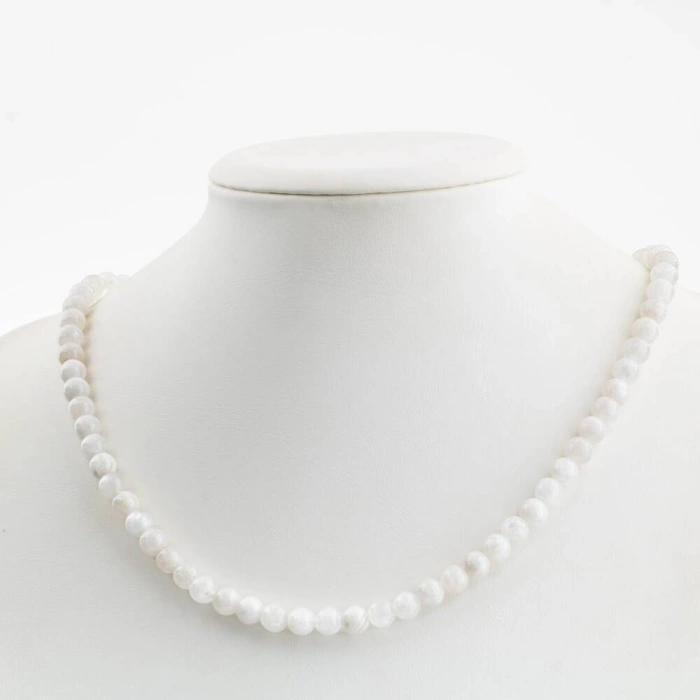 Ay Taşı 6 mm Dizi Doğal Taş Kolye