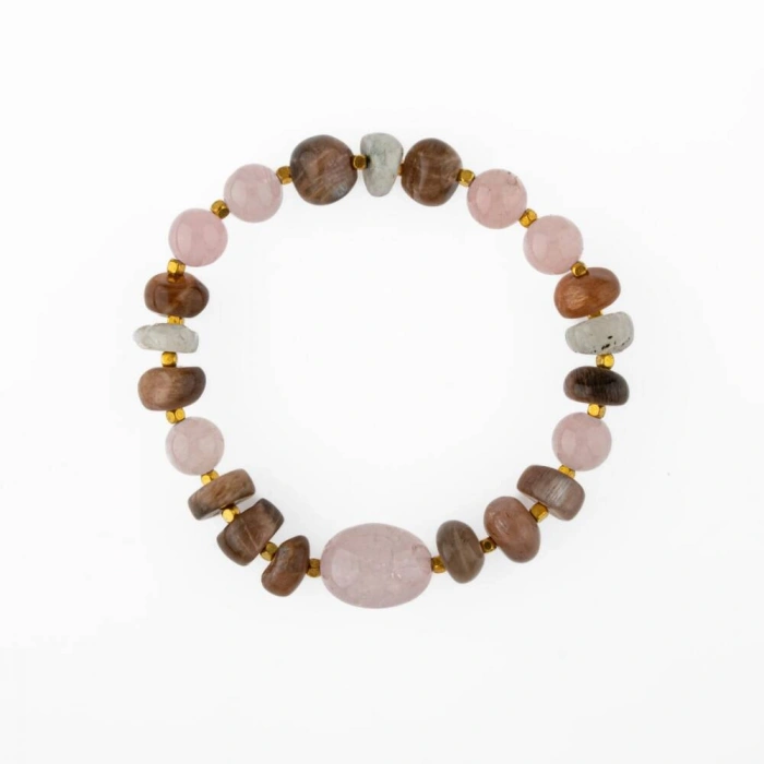 Ay Taşı-Pembe Kuvars-Güneş Taşı Doğal Taş Bileklik