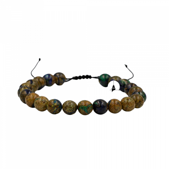 Azurit Malakit 8mm Merdiven Kapama Doğal Taş Bileklik