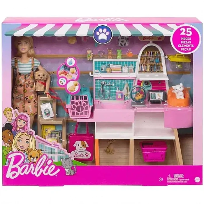 Barbie Barbie Ve Evcil Hayvan Dükkanı Oyun Seti