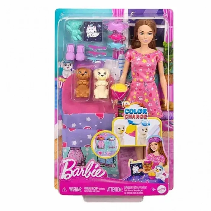 Barbie Barbie Ve Köpekçikleri Pijama Partisi Oyun Seti