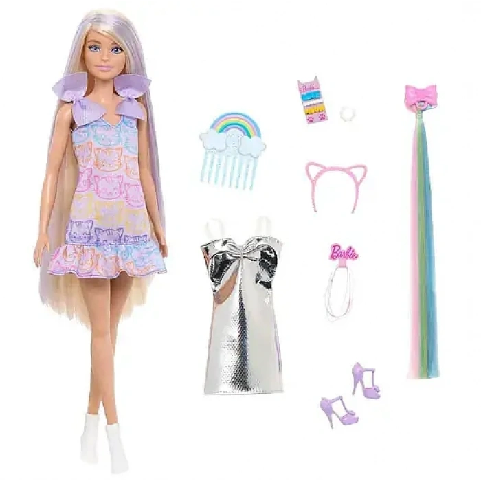 Barbie Upuzun Muhteşem Saçlı Bebekler Saç Tasarım Oyun Seti
