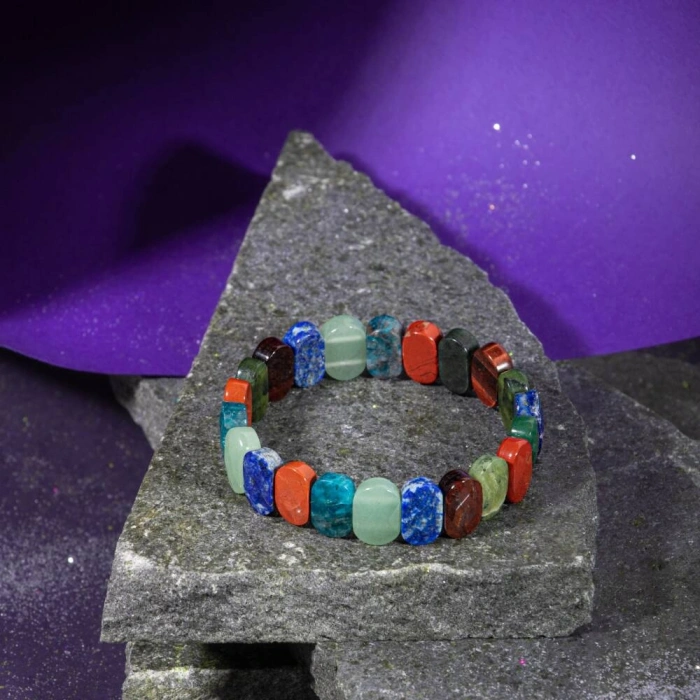 Boğa Burcu Bileklik Buz Mavizi Apatit, Dragon Jasper, Jasper, Lapis Lazuli, Yeşil Aventurin, Yeşim