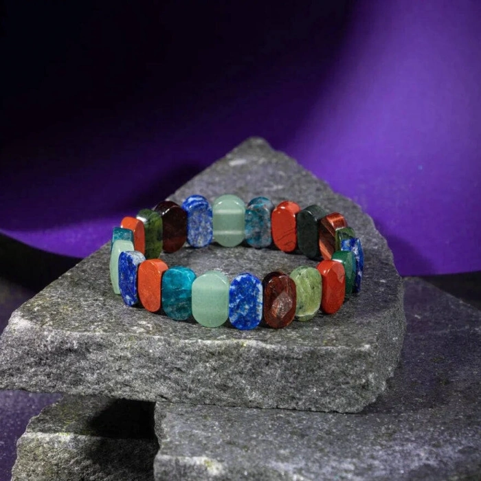 Boğa Burcu Bileklik Buz Mavizi Apatit, Dragon Jasper, Jasper, Lapis Lazuli, Yeşil Aventurin, Yeşim