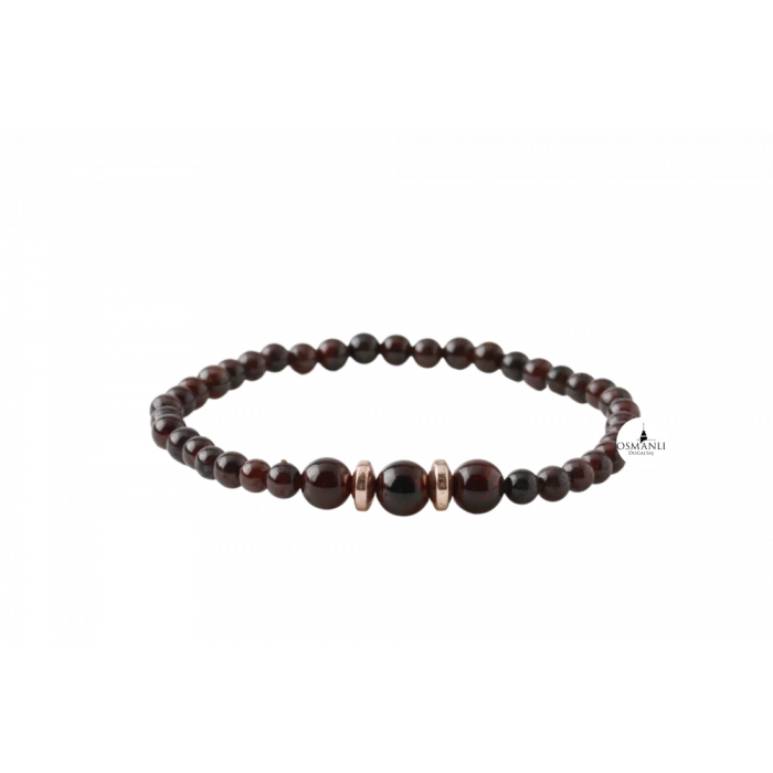 Bordo Granat Lal 4mm Doğal Taş Bileklik
