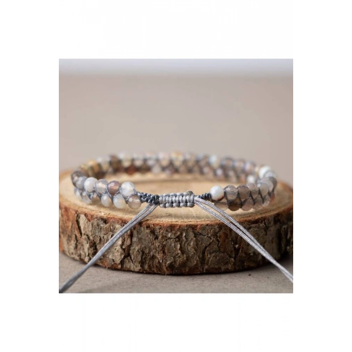 Botswana Akiği 3-4mm Çift Sıra Doğal Taş Bileklik