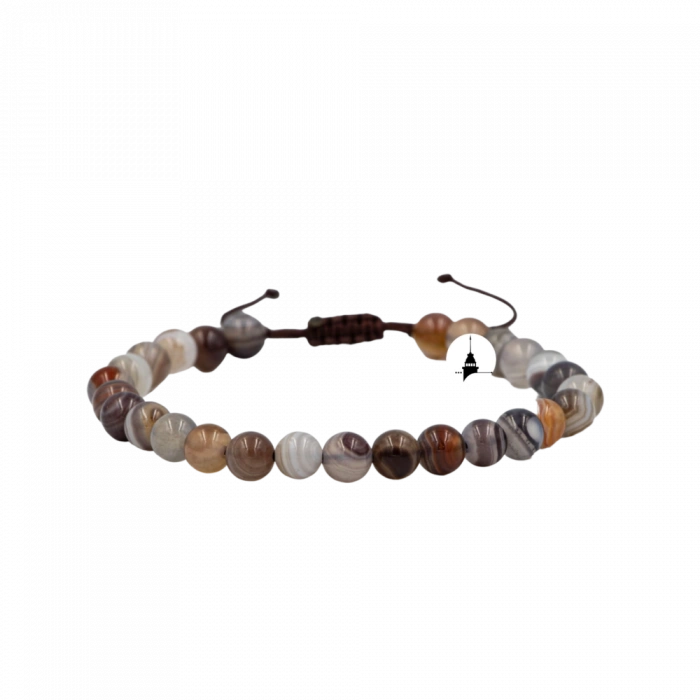 Botswana Akiği 6mm Merdiven Kapama Doğal Taş Bileklik