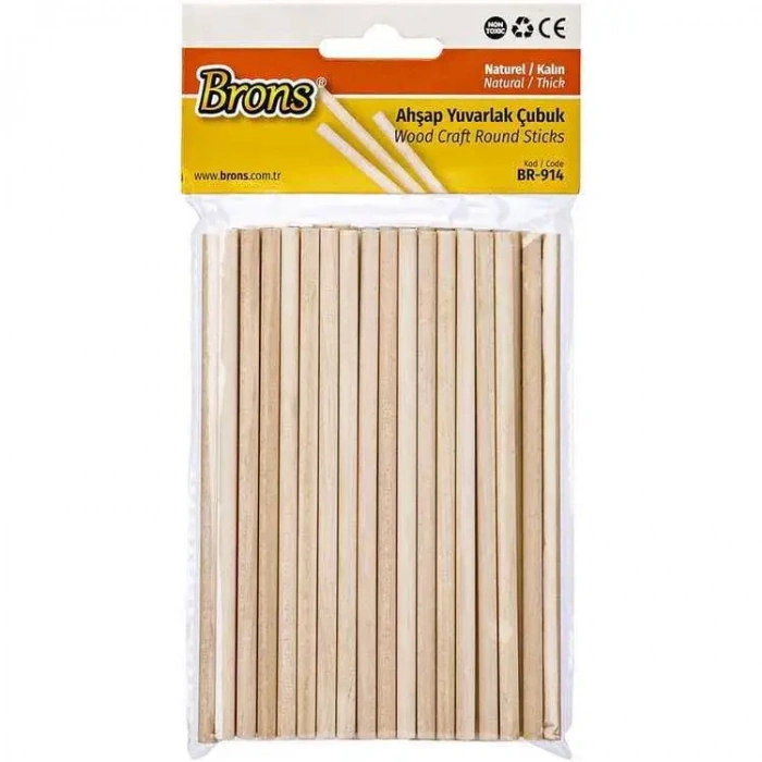 Brons Ahşap Çubuk Yuvarlak Naturel Kalın