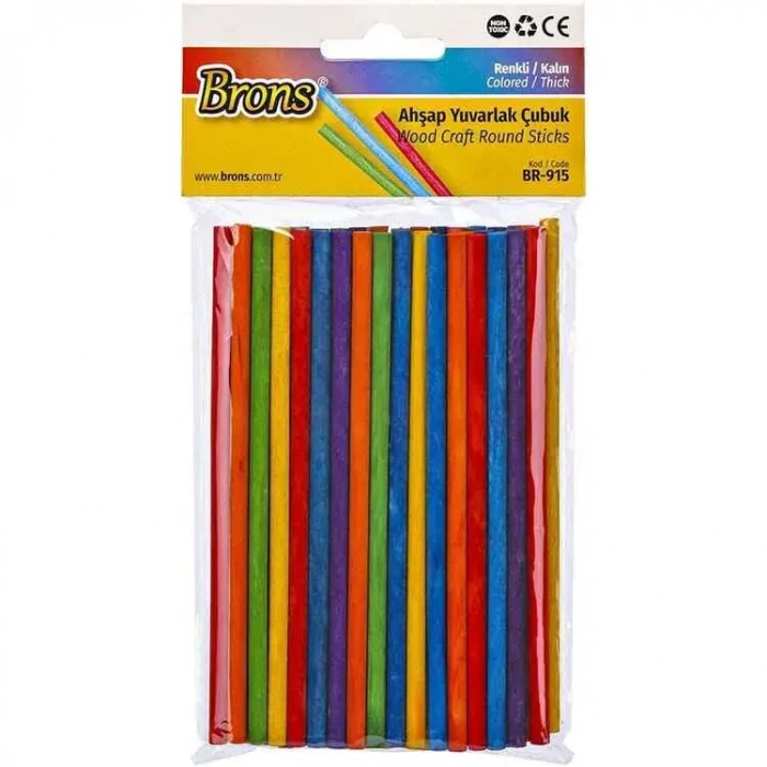 Brons Ahşap Çubuk Yuvarlak Renkli Kalın