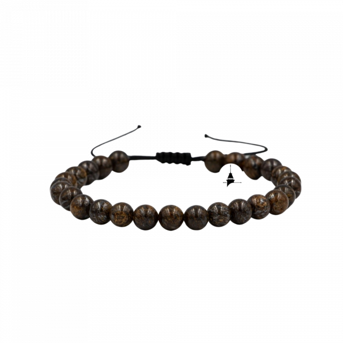 Bronzit 6mm Merdiven Kapama Doğal Taş Bileklik