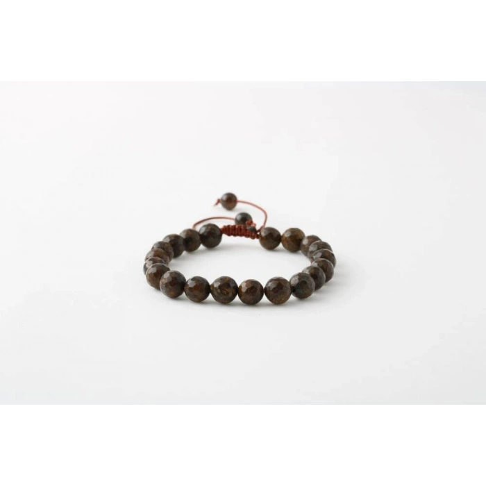 Bronzit 8mm Merdiven Kapama Doğal Taş Bileklik