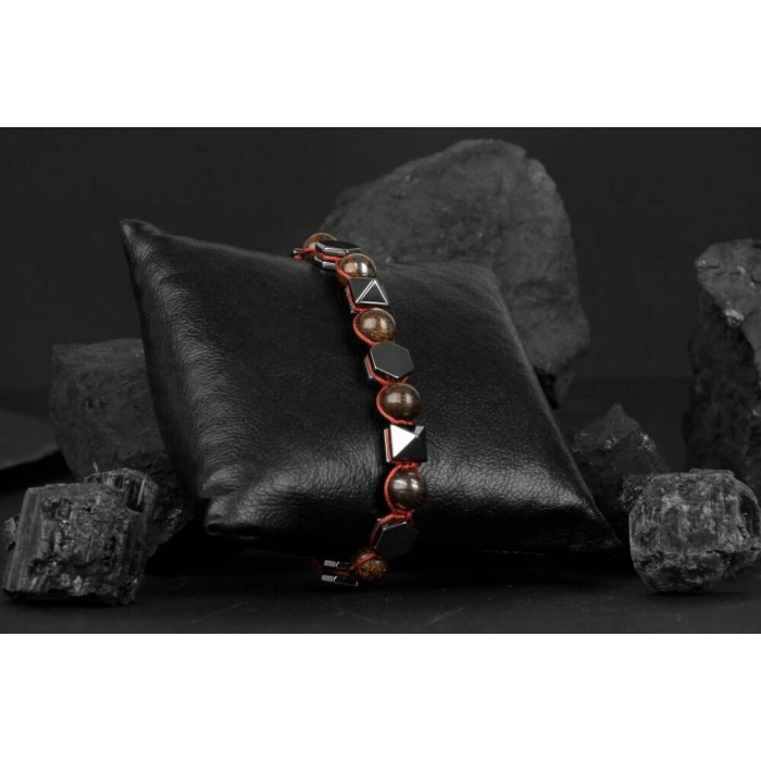 Bronzit-Hematit Doğal Taş Bileklik