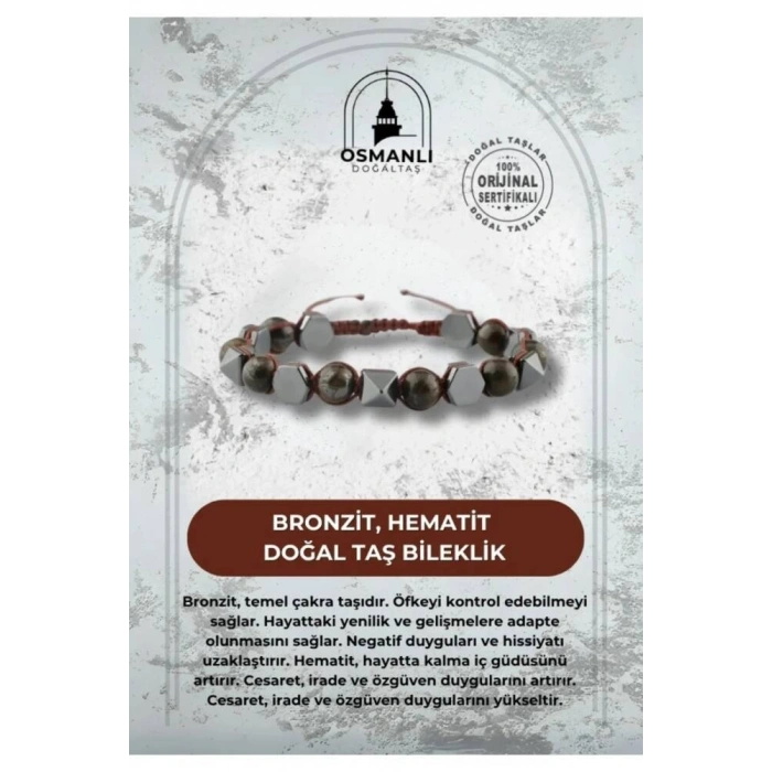 Bronzit-Hematit Doğal Taş Bileklik