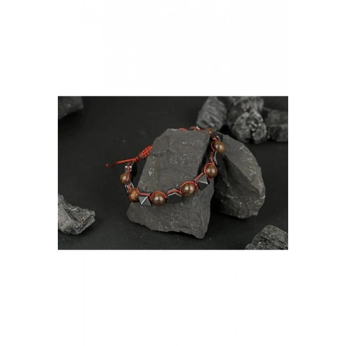 Bronzit-Hematit Doğal Taş Bileklik