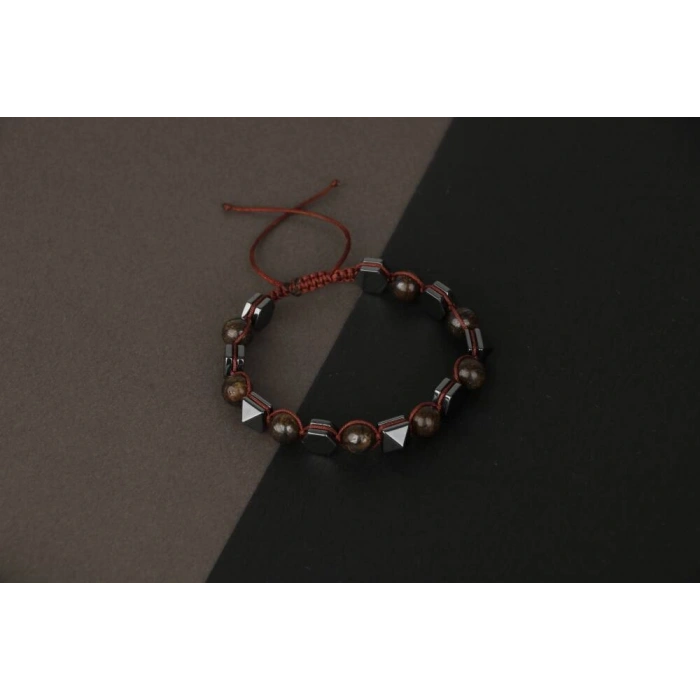 Bronzit-Hematit Doğal Taş Bileklik