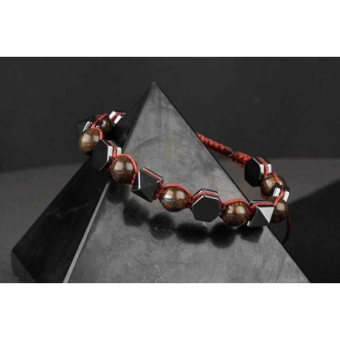 Bronzit-Hematit Doğal Taş Bileklik