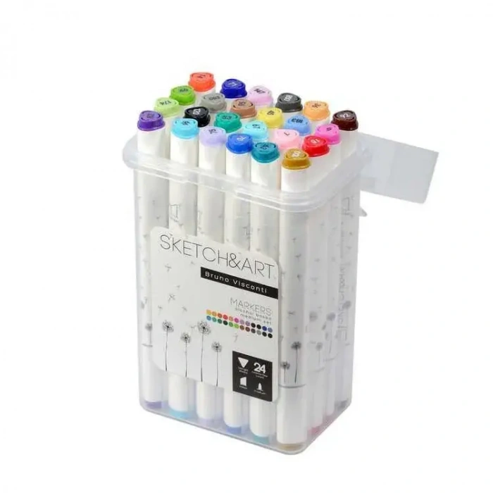 Bruno Visconti Sketch & Art Çift Taraflı Marker Seti Kutulu 24 Renk