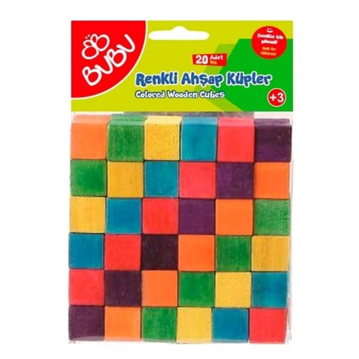 Bu Bu Ahşap Küpler Renkli 20 Parça