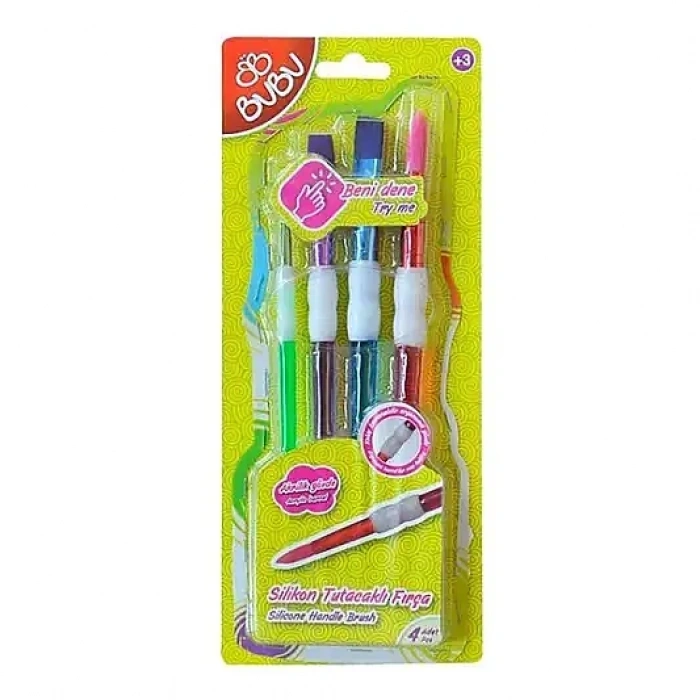 Bu Bu Fırça Seti Silikon Tutacaklı 4 Lü