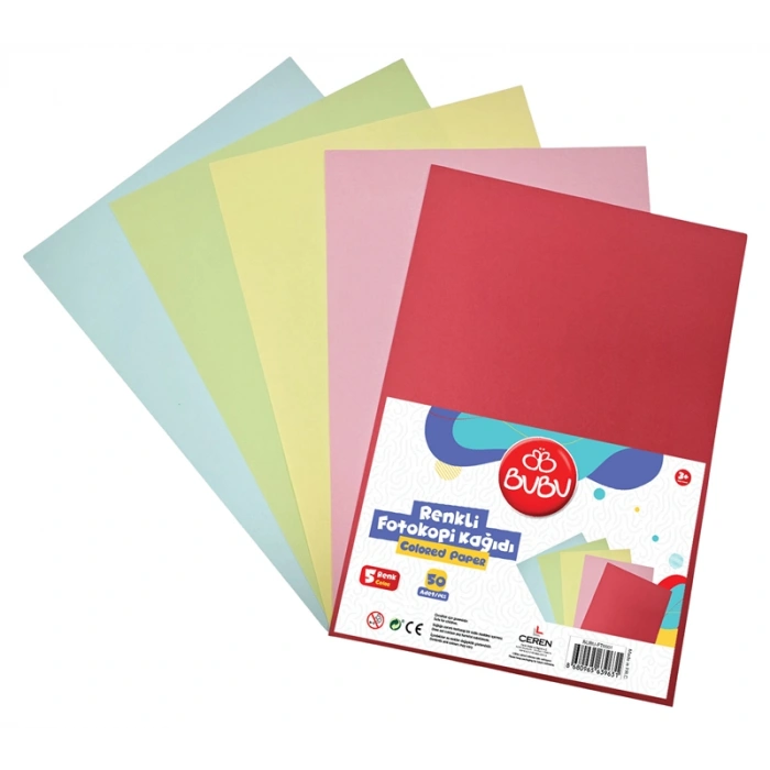 Bu Bu Renkli Fotokopi Kağıdı 5 Renk 50Li