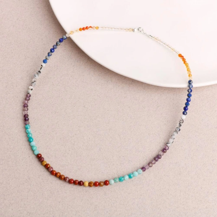 Çakra Kolye Amazonit, Ametist, Jasper, Karnelyan Akik, Lapis Lazuli