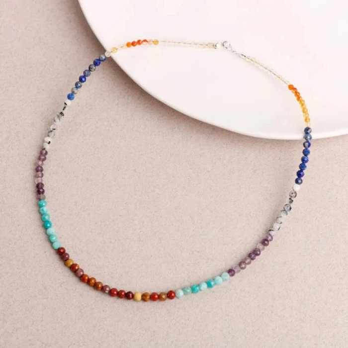 Çakra Kolye Amazonit, Ametist, Jasper, Karnelyan Akik, Lapis Lazuli