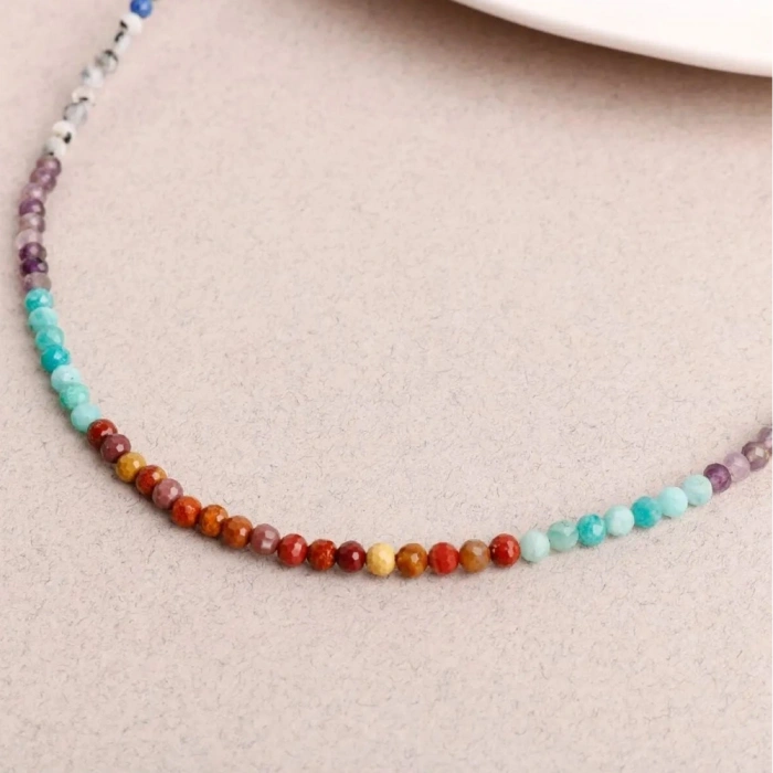 Çakra Kolye Amazonit, Ametist, Jasper, Karnelyan Akik, Lapis Lazuli