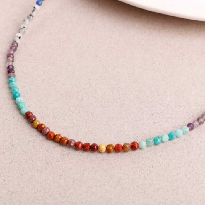 Çakra Kolye Amazonit, Ametist, Jasper, Karnelyan Akik, Lapis Lazuli