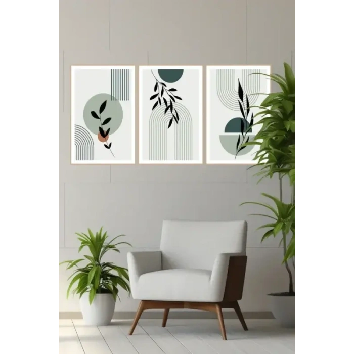 Canvas Çiçek Üçlü Mdf Tablo