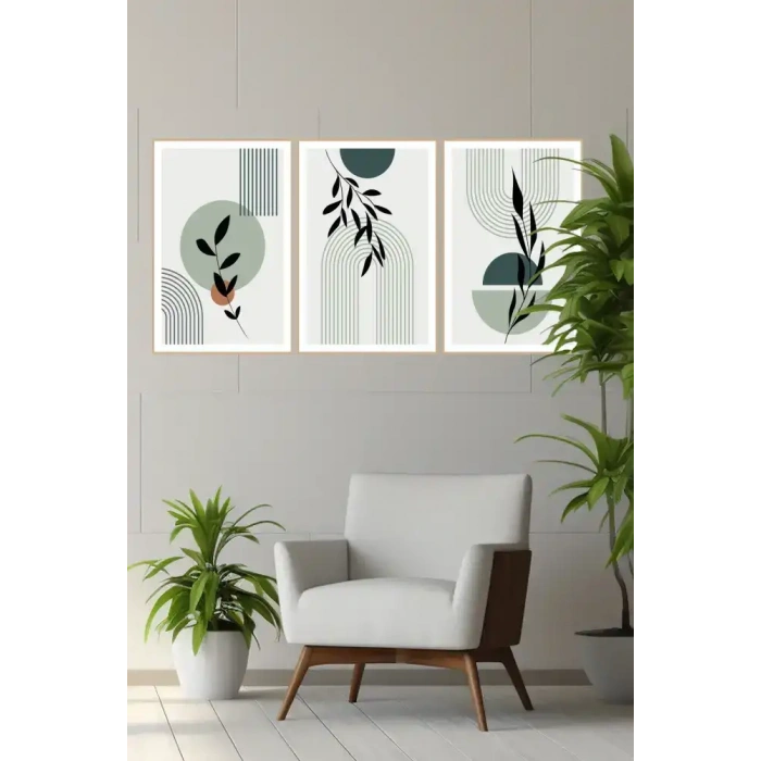 Canvas Çiçek Üçlü Mdf Tablo