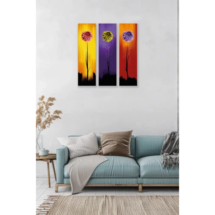 Çiçek Art 3lü Mdf Tablo