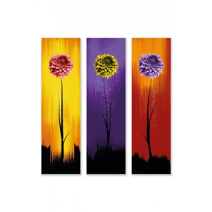 Çiçek Art 3lü Mdf Tablo