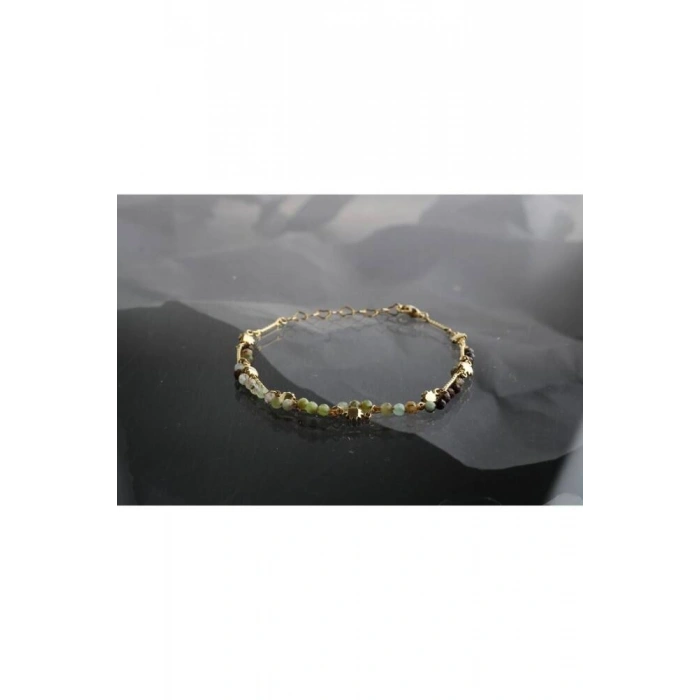 Clara, Krizopras Doğal Taş Altın Kaplama Bileklik