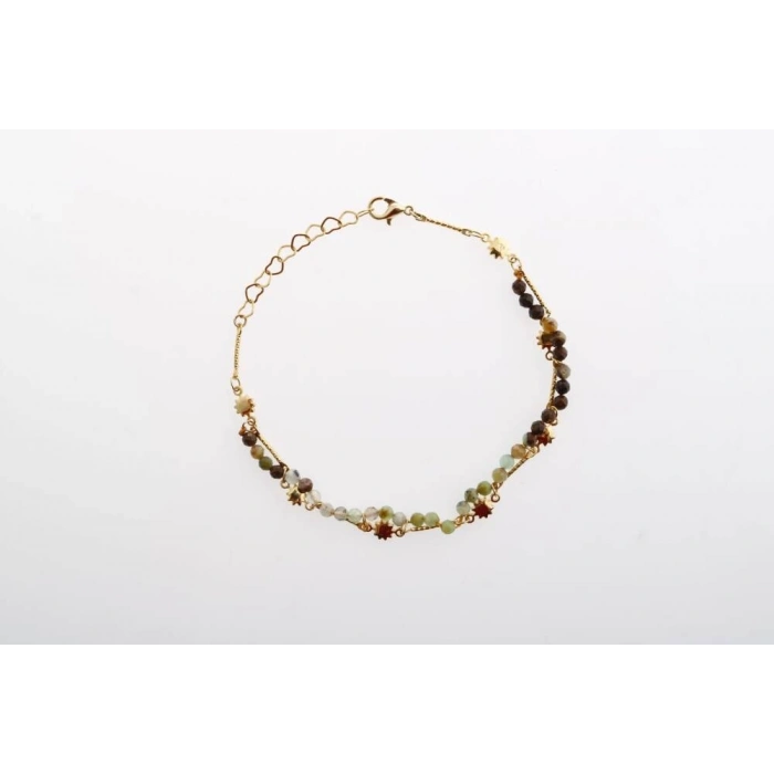 Clara, Krizopras Doğal Taş Altın Kaplama Bileklik