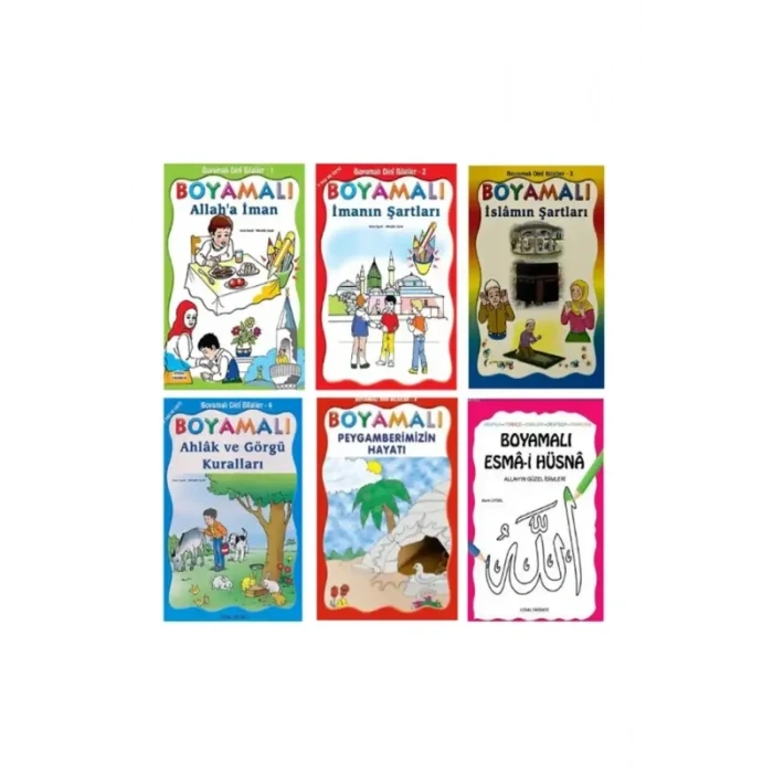 Çocuklar İçin Boyamalı Dini Bilgiler Seti 6 Kitap