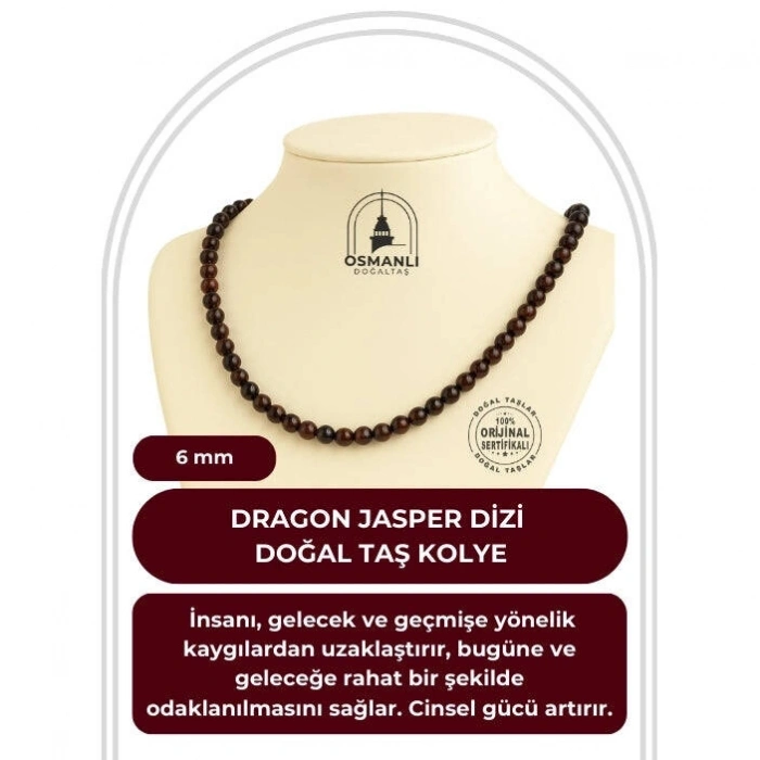 Dragon Jasper 6 mm Dizi Doğal Taş Kolye
