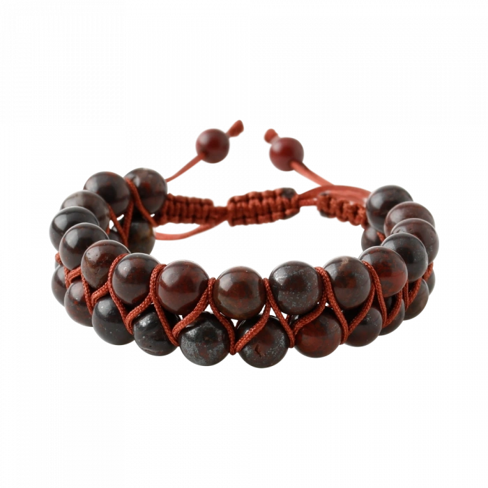 Dragon Jasper 8mm Çift Sıra Makrome Doğal Taş Bileklik