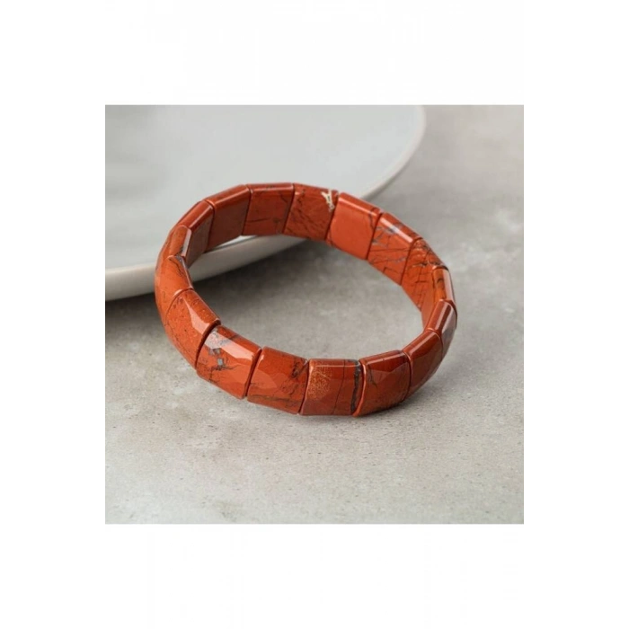 Dragon Jasper Doğal Taş Balık Sırtı Geniş Kesim Bileklik