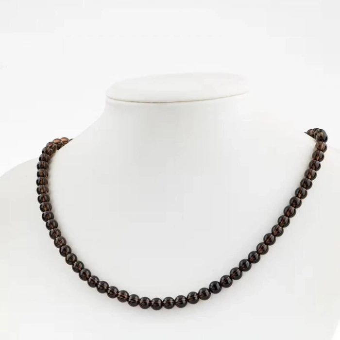 Dumanlı Kuvars 6 mm Dizi Doğal Taş Kolye