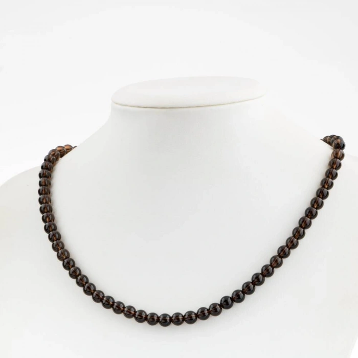 Dumanlı Kuvars 6 mm Dizi Doğal Taş Kolye