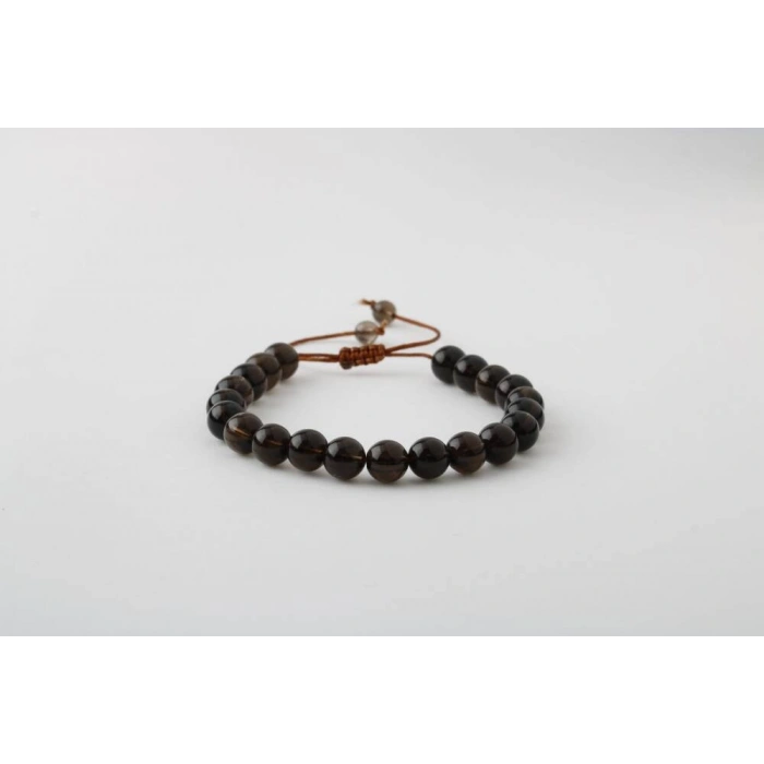 Dumanlı Kuvars 8mm Merdiven Kapama Doğal Taş Bileklik