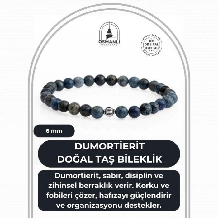 Dumortierit 6mm Doğal Taş Bileklik